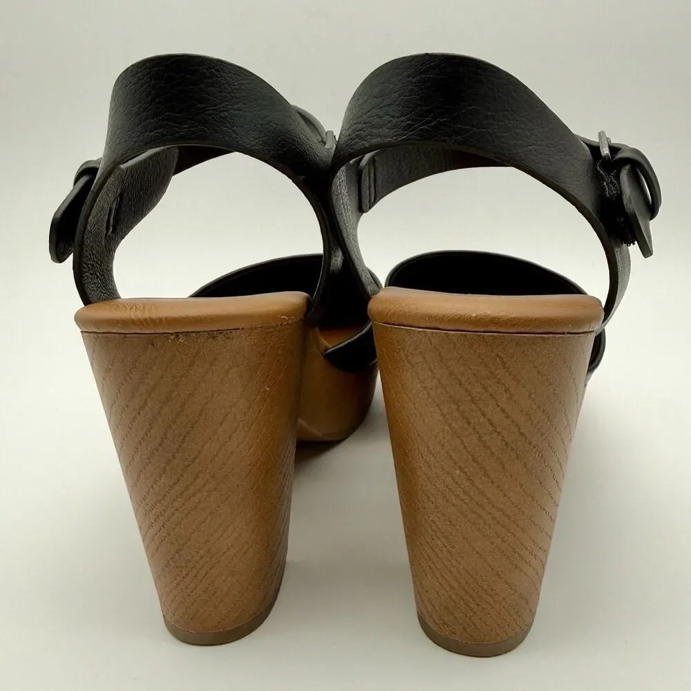 UNIVERSAL THREADS Target Platform Block Heel Shoe Women Sz 8.5 Black Ankle Strap